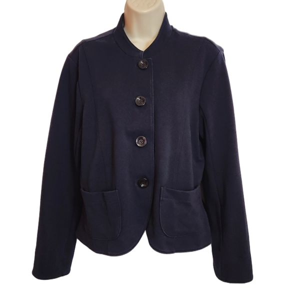 Coldwater Creek Jackets & Blazers - Coldwater Creek Knit Blazer Jacket Navy Blue Petite Large
